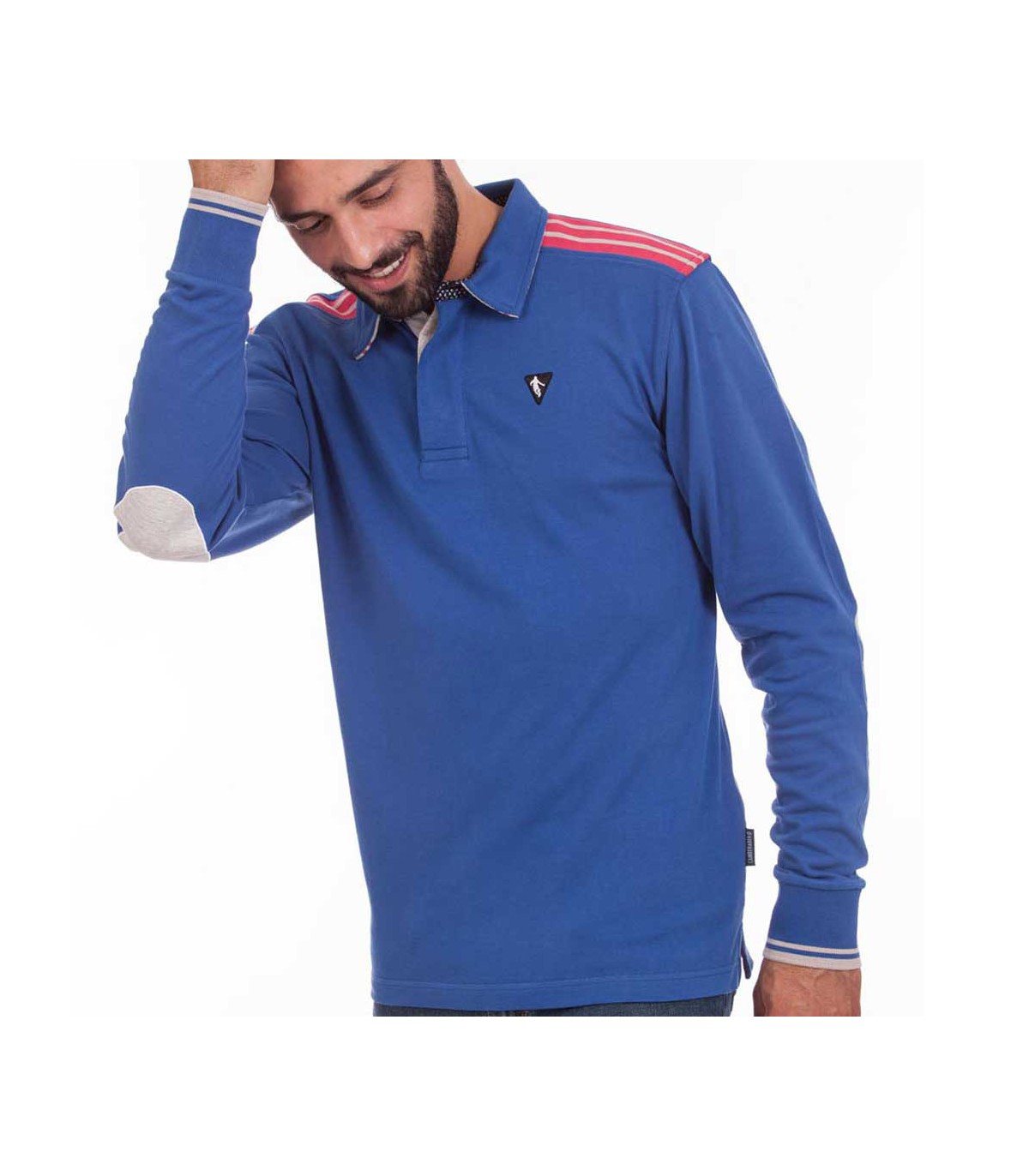 Polo Rugby en Jersey Manches Longues, Homme Stature Standard